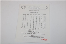 Three (3) 1987 British Open Ephemera & Badges, 3rd Round Results