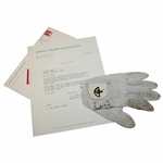 1972 Arnold Palmer Signed Game Used Umbrella Logo Golf Glove w/Signed Palmer Letter JSA ALOA