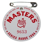 1964 Masters Tournament SERIES Badge #9653 - Arnold Palmer Win