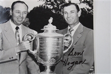 Ben Hogan Signed B & W Photo Receiving The Pga Trophy Norwood Hills 1948 JSA ALOA