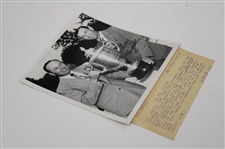 Ben Hogan Signed B & W Photo Receiving The Pga Trophy Norwood Hills 1948 JSA ALOA