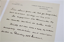 1926 Handwritten Letter To Henry Cotton Dated 1926 Offering Him His First Job - Three Pages