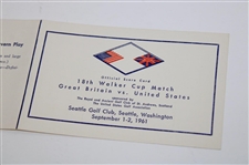 1961 Walker Cup Unused Official Scorecard - Jack Nicklaus Contestant