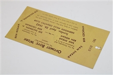 1942 Ben Hogan And Sam Snead Vs 2 Amateurs Exhibition Ticket