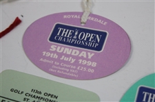 1984, 1991, 1992, 1997-2000 (7) Open Championship Badges - Woods Win