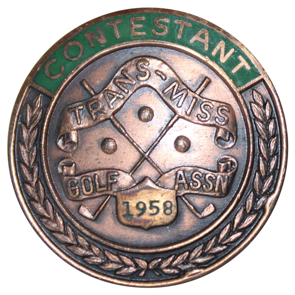 1958 Trans-Miss Contestant Badge- 18 Year Old Jack Nicklaus Winner