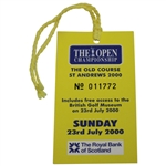 2000 Open Championship At St. Andrews Sunday Ticket - Tiger Slam