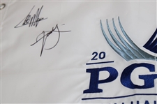 Xander Schauffele & Morikawa Signed 2024 PGA at Valhalla Embroidered Flag JSA #AT62306