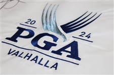 Xander Schauffele & Morikawa Signed 2024 PGA at Valhalla Embroidered Flag JSA #AT62306