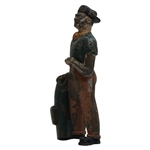 Vintage Iron Golfer Holding A Bag Mini Statue