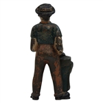 Vintage Iron Golfer Holding A Bag Mini Statue
