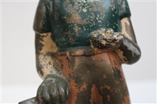 Vintage Iron Golfer Holding A Bag Mini Statue
