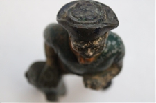 Vintage Iron Golfer Holding A Bag Mini Statue