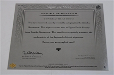 Annika Sorenstam Signed 2005 Signature Shots Upper Deck Photo With Certificate of Authenticity 