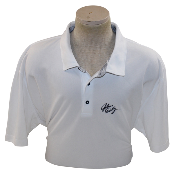 John Daly Signed Personal White Polo 4XL Golf Shirt w/Gray Collar JSA ALOA
