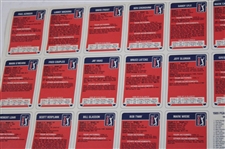 Uncut Sheet of 1989 PGA Tour Golf Cards