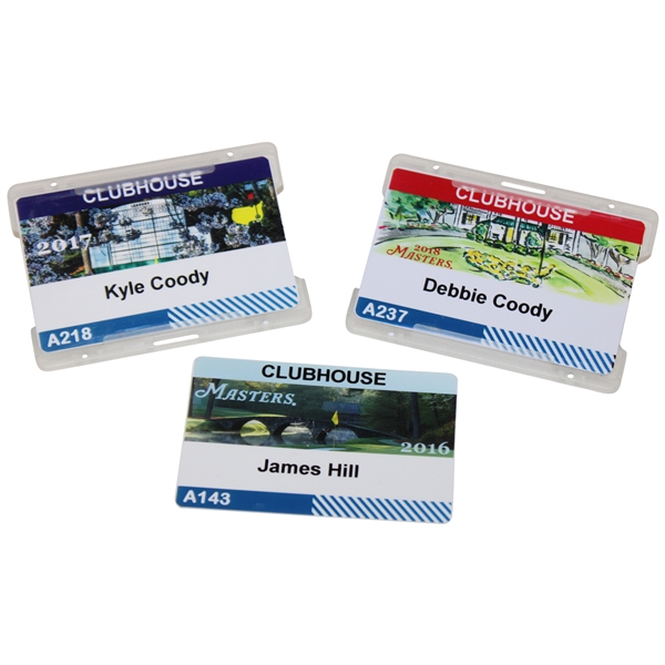2016, 2017 & 2018 Masters Tournament Clubhouse Badges