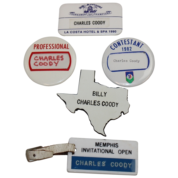 Five (5) Charles Coody Various Contestant Badges