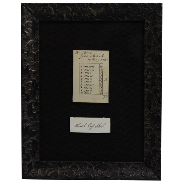 Rare 1823 Leith Thistle Golf Club Gold Medal Original Used Scorecard - Framed