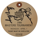 Jack Nicklaus & Gary Player Signed 1986 Masters Monday Ticket #03302 JSA ALOA