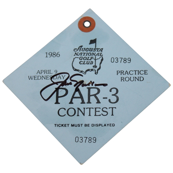 Jack Nicklaus Signed 1986 Masters Par 3 Contest Ticket #03789 JSA ALOA