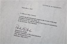 Bobby Jones' Personal Photo w/Richard Gordin Letter Stating Received from Secretary Jean Marshall