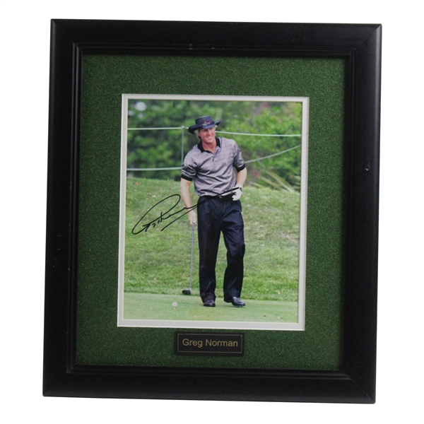 Greg Norman Signed Photo w/Nameplate Framed JSA ALOA