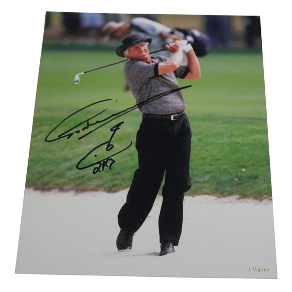 Greg Norman Signed Post-Swing Bunker Shot J. Warren Photo JSA ALOA