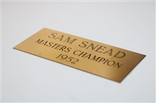 Sam Snead 'Masters Champion 1952' Nameplate