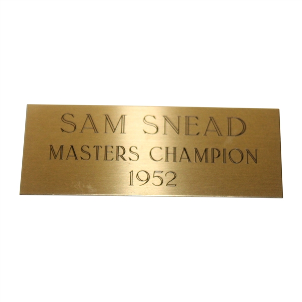 Sam Snead Masters Champion 1952 Nameplate