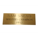 Sam Snead 'Masters Champion 1952' Nameplate
