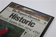 Tiger Woods 1997 Augusta Chronicle Masters Newspaper Plaque W/ Box