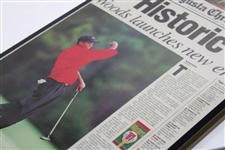 Tiger Woods 1997 Augusta Chronicle Masters Newspaper Plaque W/ Box