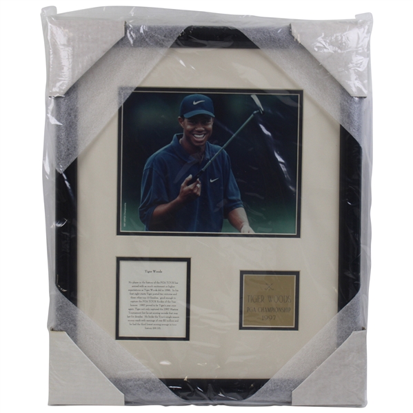 Tiger Woods 1997 PGA Championship Pro Tour Presentation w/Photo - Framed