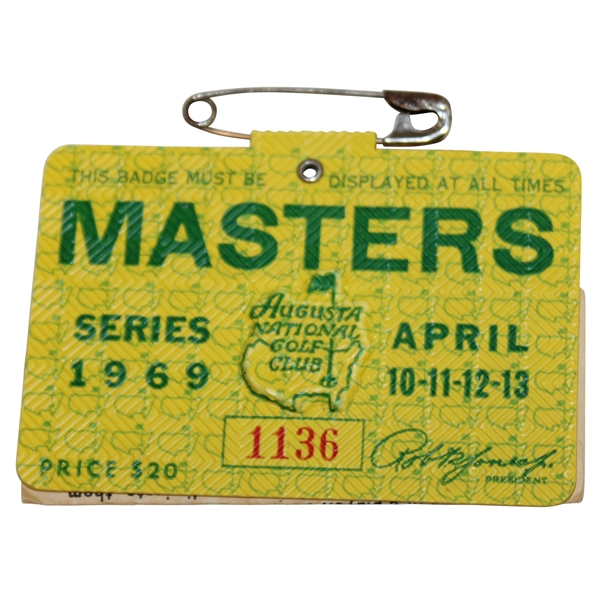 1969 Masters Tournament SERIES Badge #1136 - George Archer Winner