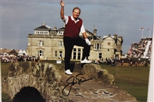 Jack Nicklaus Signed Photo Waving On Swilken Bridge - Framed JSA ALOA 