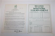 1981 Augusta National Golf Club Press Release Regarding Honorary Starters & 1980 Records Of The Masters