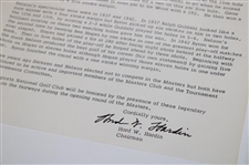 1981 Augusta National Golf Club Press Release Regarding Honorary Starters & 1980 Records Of The Masters