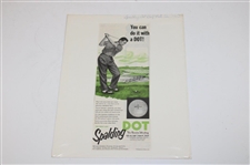 Five (5) Spalding Magazine Golf Ball & Golf Club Ads From 1896-1955