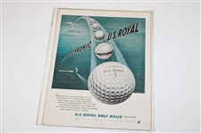 Four (4) 1949 Vintage Golf Ball Ads, U.S. Royal (2), Acushnet & Titleist 