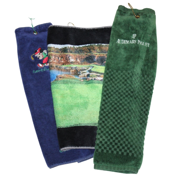 Three (3) Classic Golf Bag Towels - Black Diamond, Euro Disney, & Audemars Piguet