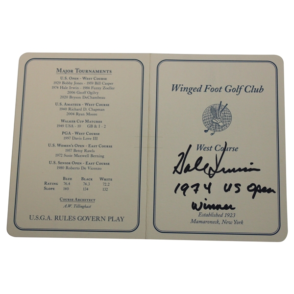 Hale Irwin Signed Winged Foot Scorecard JSA ALOA