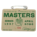 1967 Masters Tournament SERIES Badge #585 - Gay Brewer Winner