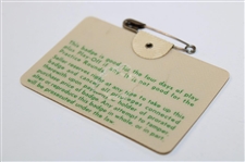 1967 Masters Tournament SERIES Badge #585 - Gay Brewer Winner