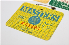 1987, 1988 & 1990 Masters Tournament SERIES Badges - Mize, Lyle & Faldo Winner