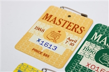 1987, 1988 & 1990 Masters Tournament SERIES Badges - Mize, Lyle & Faldo Winner
