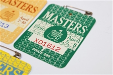 1987, 1988 & 1990 Masters Tournament SERIES Badges - Mize, Lyle & Faldo Winner