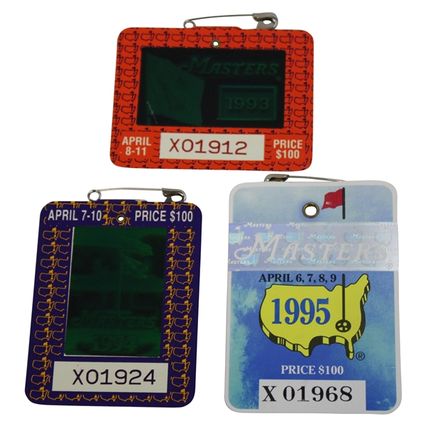 1993, 1994 & 1995 Masters Tournament SERIES Badges