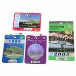1998, 1999, 2000 Masters SERIES Badges with 2003 Masters Ticket