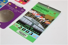 1998, 1999, 2000 Masters SERIES Badges with 2003 Masters Ticket
